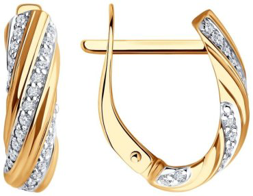 Серьги Diamant 51-120-02260-1 вес 2.91 г золото, фианит купить,302002