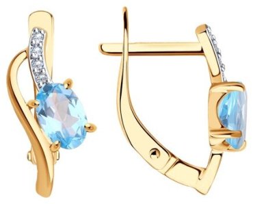 Серьги Diamant 51-320-01494-1 вес 2.04 г золото, топаз купить,217296