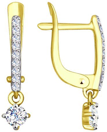 Серьги SOKOLOV 027477-2 вес 1.25 г золото, фианит купить,123812