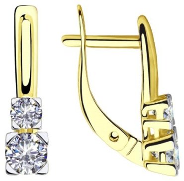 Серьги Diamant 53-120-00302-1 вес 2.08 г золото, фианит купить,172442