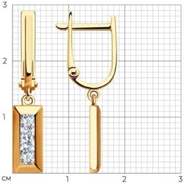Серьги Diamant 51-121-01553-1 вес 2.73 золото, фианит купить,265150