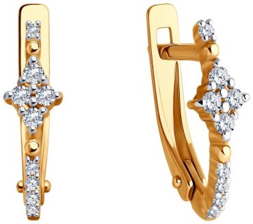 Серьги Diamant 51-120-02399-1 вес 1.77 золото, фианит купить,144877