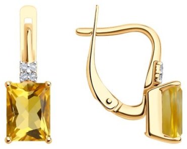 Серьги Diamant 51-320-02423-3 вес 2.79 г золото, цитрин купить,211581