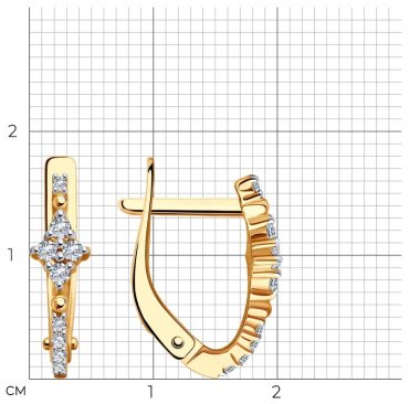 Серьги Diamant 51-120-02399-1 вес 1.77 золото, фианит купить,144877