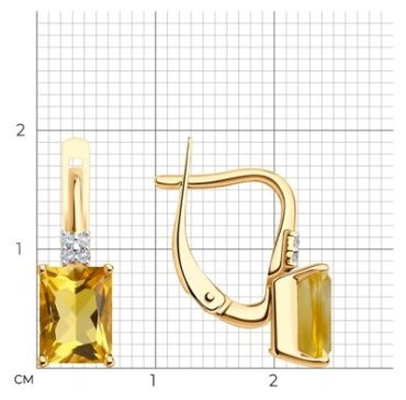 Серьги Diamant 51-320-02423-3 вес 2.79 г золото, цитрин купить,211581