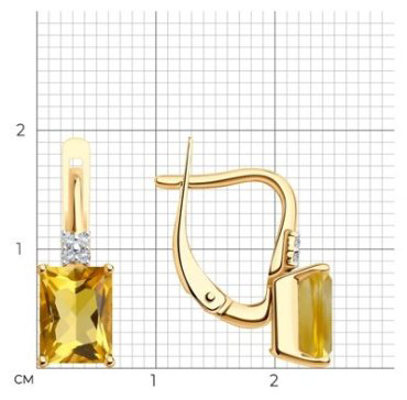 Серьги Diamant 51-320-02423-3 вес 2.79 г золото, цитрин купить,211581