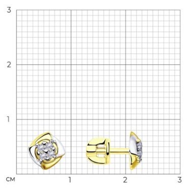 Пусеты Diamant 53-122-00398-1 вес 1.77 г золото, фианит купить,150479