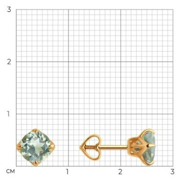 Пусеты Diamant 51-322-01764-3 вес 1.58 г золото, корунд купить,151427