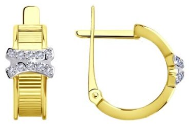 Серьги Diamant 53-120-01600-1 вес 2.58 г золото, фианит купить,203583