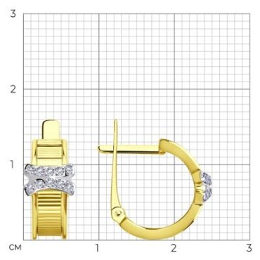 Серьги Diamant 53-120-01600-1 вес 2.58 г золото, фианит купить,203583