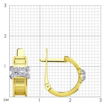 Серьги Diamant 53-120-01600-1 вес 2.58 г золото, фианит купить,203583