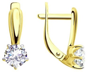 Серьги Diamant 53-120-00099-1 вес 2.5 г золото, фианит купить,192351