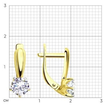 Серьги Diamant 53-120-00099-1 вес 2.5 г золото, фианит купить,192351