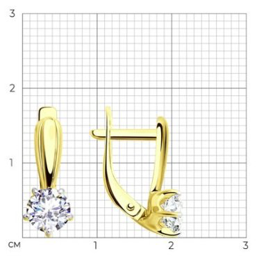 Серьги Diamant 53-120-00099-1 вес 2.5 г золото, фианит купить,192351