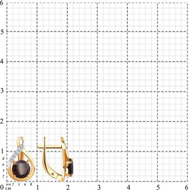 Серьги Diamant 51-320-00715-2 вес 2.64 г золото, фианит, гранат купить,294677