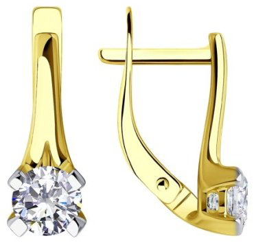 Серьги Diamant 53-120-00896-1 вес 2.45 г золото, фианит купить,195949