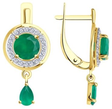 Серьги Diamant 53-321-01426-2 вес 2.95 г золото, агат купить,239247