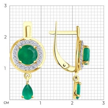 Серьги Diamant 53-321-01426-2 вес 2.95 г золото, агат купить,239247