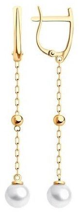 Серьги Diamant 51-321-01805-1 вес 2.55 г золото, жемчуг купить,288606