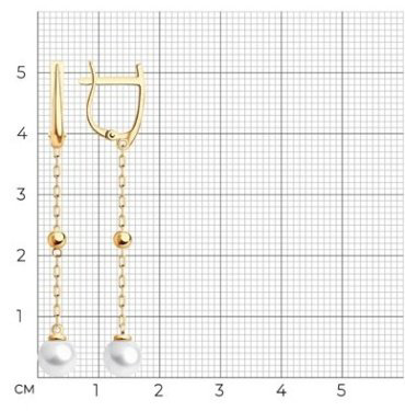 Серьги Diamant 51-321-01805-1 вес 2.55 г золото, жемчуг купить,288606