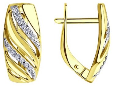 Серьги Diamant 53-120-00838-1 вес 3.05 г золото, фианит купить,256871