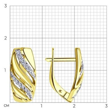 Серьги Diamant 53-120-00838-1 вес 3.05 г золото, фианит купить,256871