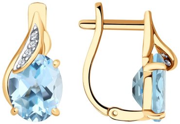 Серьги Diamant 51-320-01561-2 вес 3.3 г золото, фианит, топаз купить,254373