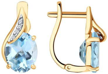 Серьги Diamant 51-320-01561-2 вес 3.3 г золото, фианит, топаз купить,254373