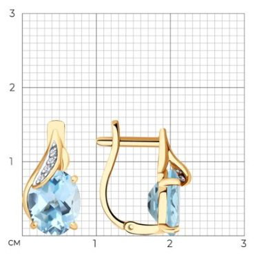 Серьги Diamant 51-320-01561-2 вес 3.3 г золото, фианит, топаз купить,254373