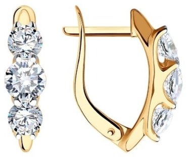 Серьги SOKOLOV 027115 вес 2.98 г золото, фианит купить,222667