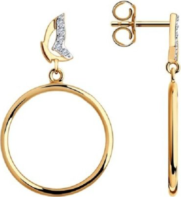 Серьги LUXOR JEWELRY 029479 вес 1.77 г золото, фианит купить,145558