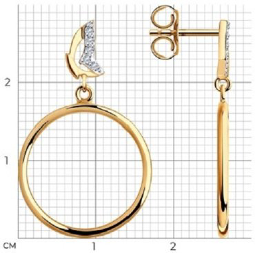 Серьги LUXOR JEWELRY 029479 вес 1.77 г золото, фианит купить,145558