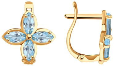 Серьги Diamant 51-320-02062-1 вес 2.39 г золото, топаз купить,182870