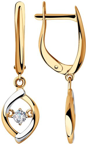 Серьги SOKOLOV 028350 вес 2.85 г золото, фианит купить,223634