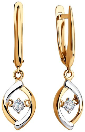 Серьги SOKOLOV 028350 вес 2.85 г золото, фианит купить,223634