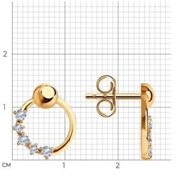 Серьги LUXOR JEWELRY LUXOR 029267 вес 1.79 г золото, фианит купить,194215