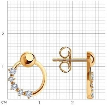 Серьги LUXOR JEWELRY LUXOR 029267 вес 1.79 г золото, фианит купить,194215