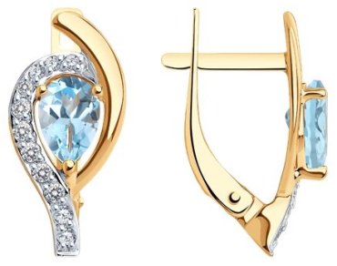 Серьги Diamant 51-320-01703-1 вес 2.255 г золото, топаз купить,182875