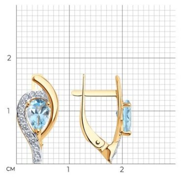 Серьги Diamant 51-320-01703-1 вес 2.255 г золото, топаз купить,182875