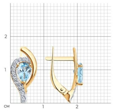 Серьги Diamant 51-320-01703-1 вес 2.255 г золото, топаз купить,182875