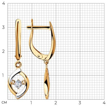 Серьги SOKOLOV 028350 вес 2.85 г золото, фианит купить,223634