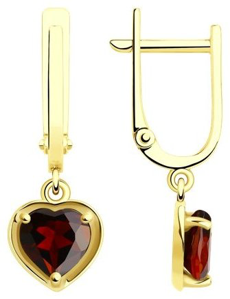 Серьги Diamant 53-321-01323-1 вес 2.14 г золото, гранат купить,162653
