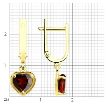 Серьги Diamant 53-321-01323-1 вес 2.14 г золото, гранат купить,162653