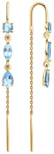 Серьги-цепочки SOKOLOV 726947 вес 1.91 г золото, топаз купить,174403