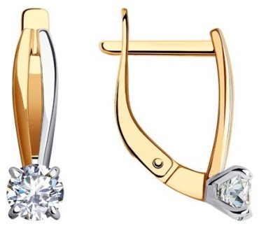 Серьги Diamant 51-120-01726-1 вес 2.24 г золото, фианит купить,226447