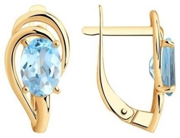 Серьги Diamant 51-320-00984-1 вес 2.3 г золото, топаз купить,195159