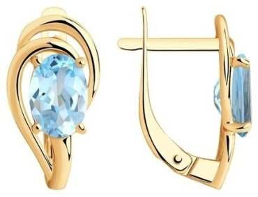 Серьги Diamant 51-320-00984-1 вес 2.3 г золото, топаз купить,195159