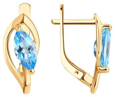 Серьги Diamant 51-320-00974-1 вес 2.3 г золото, топаз купить,189877