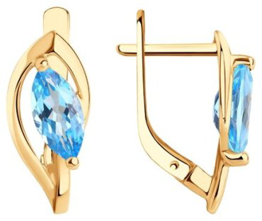 Серьги Diamant 51-320-00974-1 вес 2.3 г золото, топаз купить,189877