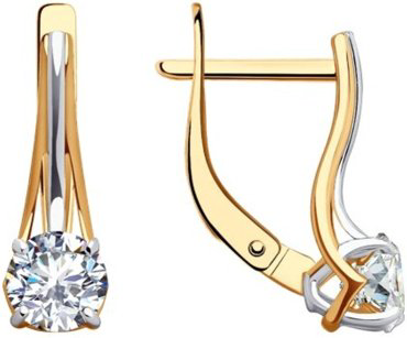 Серьги Diamant 51-120-01852-1 вес 2.54 г золото, фианит купить,254694